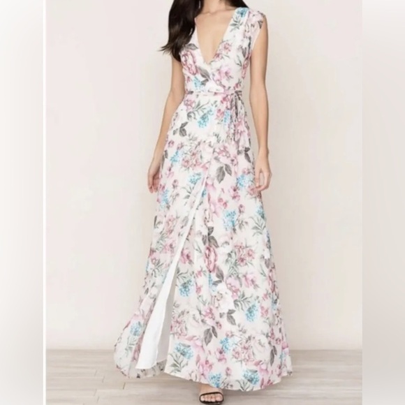Yumi kim floral printed wrap long maxi dress swept away pink size Xs - Picture 1 of 10
